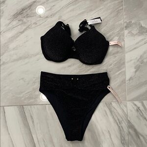Victoria's Secret Black Sparkle Bikini Set NWT